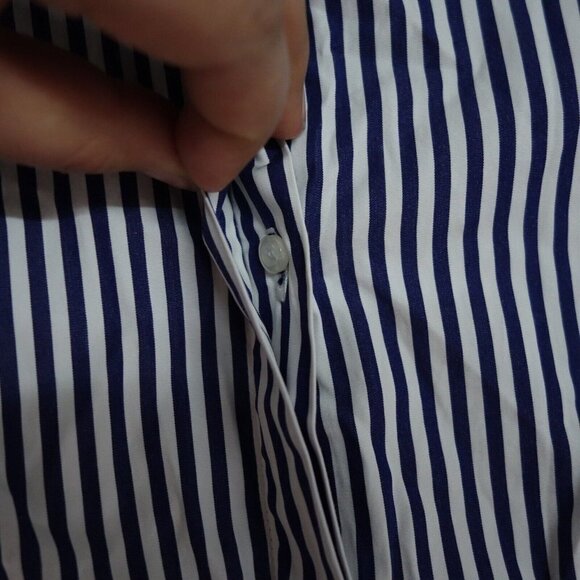 Holy Caftan Cold Shoulder Shirt Dress Women's Size 40 White/Blue Striped Cotton - Picture 8 of 13